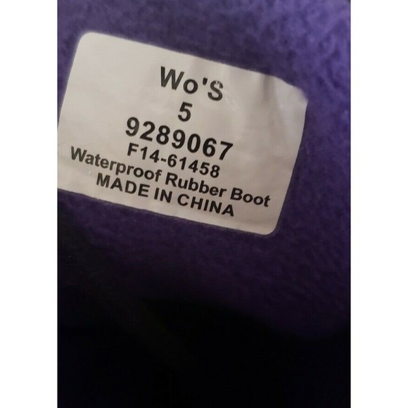 Sperry Top-Sider Black Quilted Waterproof Duck Boots Purple Fleece Lined sz 5 - Picture 9 of 9